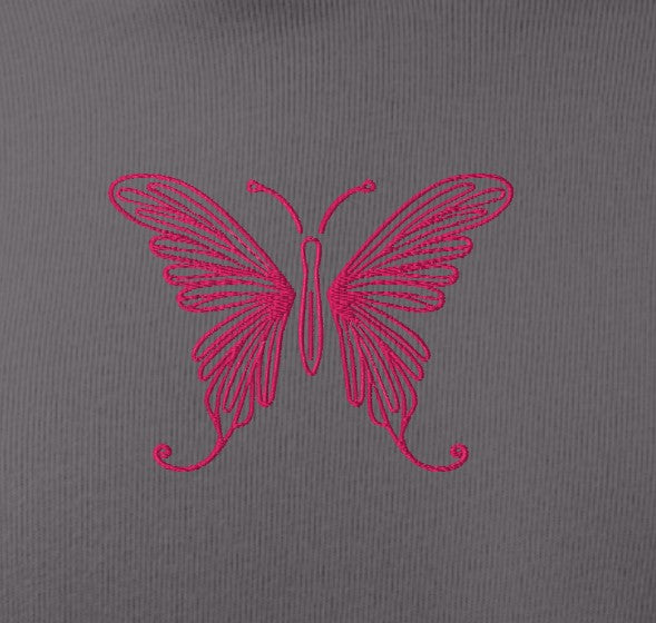 Pink Butterfly Embroidery Women's Crop Hoodie