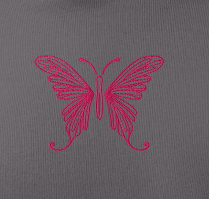 Pink Butterfly Embroidery Women's Crop Hoodie